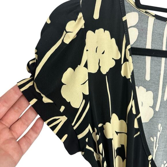 Vintage Forever21 Floral Black Wrap Dress Junior’s Lg Deadstock NWT Boho Chic - Picture 8 of 10